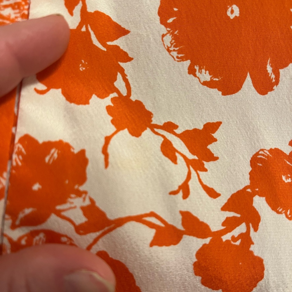 Tory Burch Silk Orange Floral Key Hole Long Sleeve Shift Dress - Picture 8 of 10